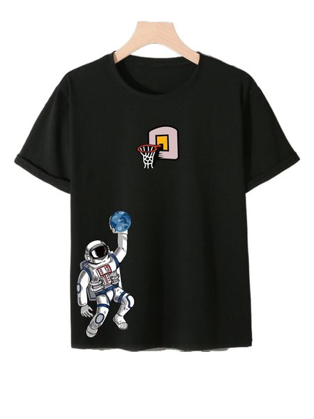 

men 1pc astronaut print tee n54b#, White;black