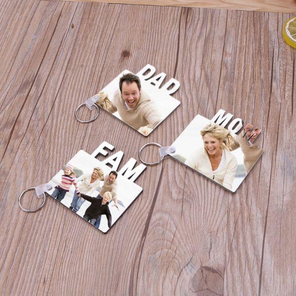 Blank Mom Dad Family Mdf Клавианые сублимация теплопередача фото деревянные DIY -клавиши Keyrings Kit Make