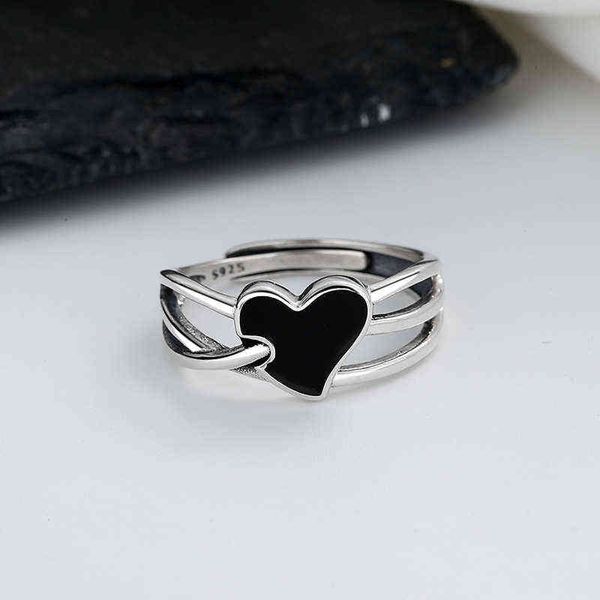 Ringe Chaosheng Designer Multilayer Black Love Ins Version East Gate Cold Wind Food Female