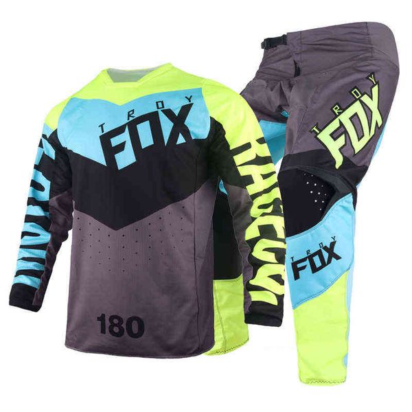 

cycling suit motocross 180 trice gear set 2022 troy fox jersey pants bmx mx dirt mountain bike kits offroad motor mens, Gray