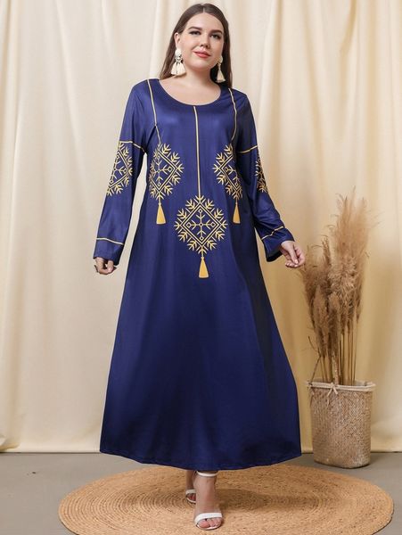 

plus geo & plant print tee dress l0ge#, Black