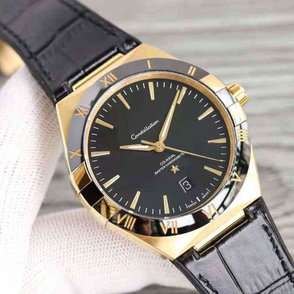 

luxury omeg watch for men 007 same mechanical watches with leather strap yrp1, Slivery;golden