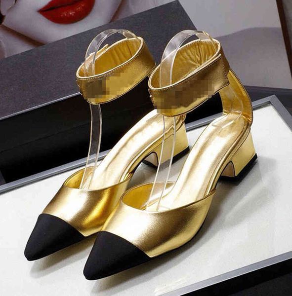 

dress shoes high version spring and summer pointed shallow mouth color matching low heel thick baotou sandals hollow women, Black