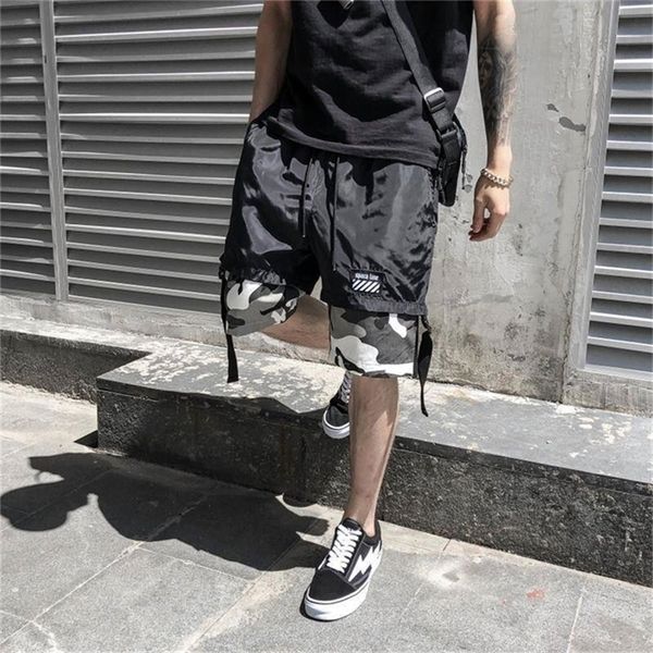

2019 hip hop shorts men summer work short pants cool camouflage slim fit shorts trousers fashion mens cargo shorts men t200409, White;black