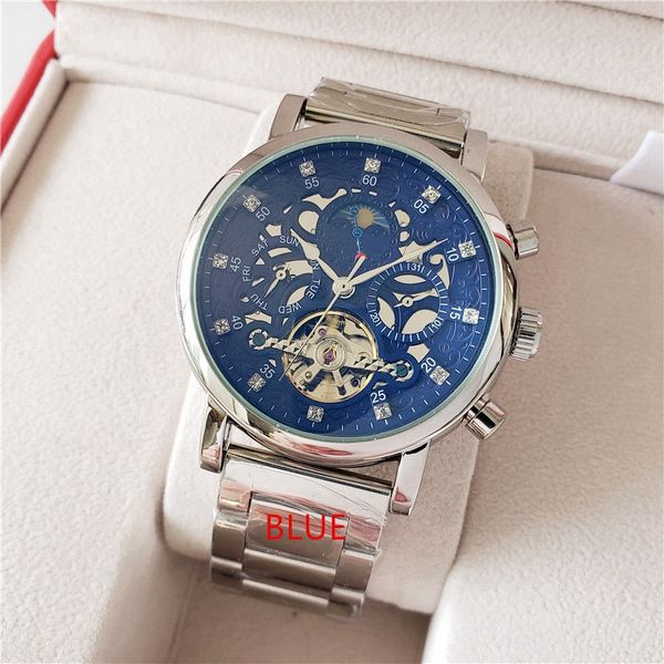 

new large flywheel fully automatic mechanical wrist watch 100 fashion steel band men's watch