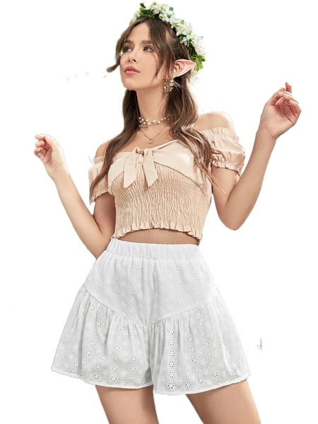 

ruffle hem schiffy shorts w15y#, White;black