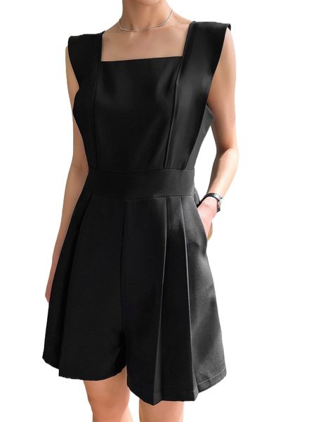 

dazy fold pleated slant p.ocket j.umpsuit q4n1#, Black;white