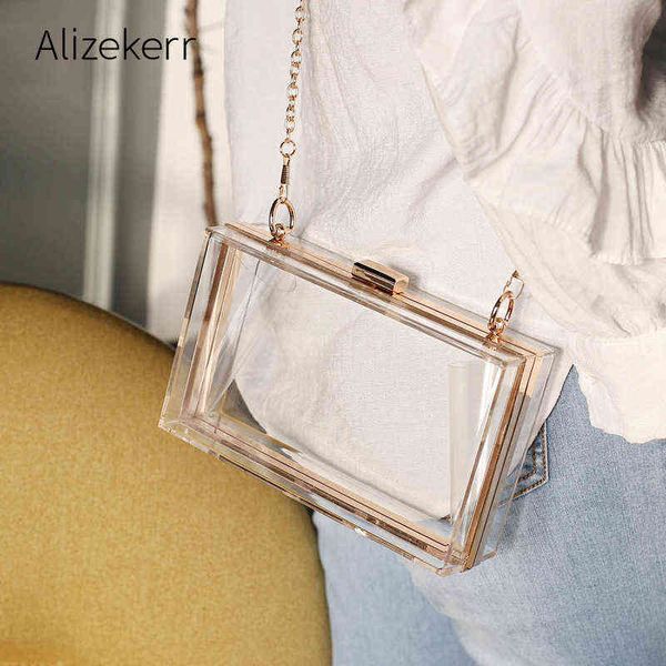 

evening bag transparent acrylic shoulder bag women summer color clear small square box lady chain crossbody holiday fashion 20220607