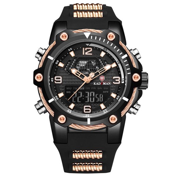 

wristwatches watches men dual display quartz men's chronograph swatch date male clock relogio masculinowristwatcheswristwatches, Slivery;brown