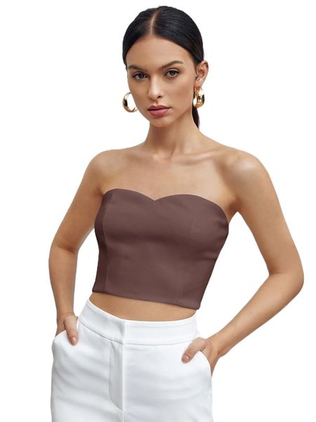

zip back crop tube w6en#, White