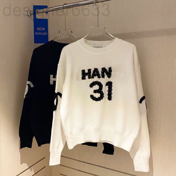 

women's sweaters designer xiaoxiangfeng nail bead letter embroidery crew neck autumn long sleeve pullover loose fashion brand g8tb, White;black