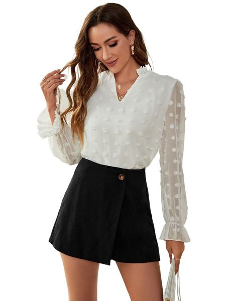 

high waist wrap skort 25qp#, White;black