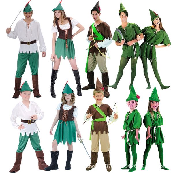Besondere Anlässe Cosplay Peter Pan Kostüm für Erwachsene Kinder Frauen Sexy Der Zauberer Elf Hunter Kleid Cartoon Film Rollenspiel Kleidung Halloween 220826