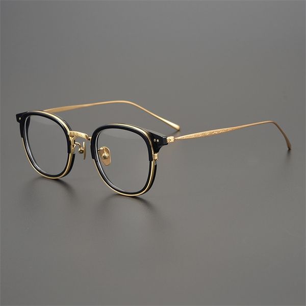 

70% factory outlet sales carved pure titanium ultra light spectacle frame myopic men's handmade fashion star titanium frame women', White;black