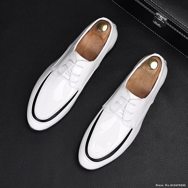 

new designer groom white two tone pointed lace up punk oxford flats casual shoes homecoming wedding dress prom zapatos hombre, Black