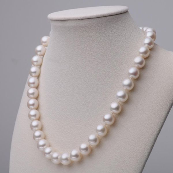 

upscale luxury 11-12mm large circle light natural freshwater pearl necklace genuine wedding gift her mother 18inch, Silver