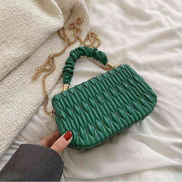 

hbp crossbody bag luxury crimped chain s for women sewing yarn female shoulder hand box shape lock ladies purses and handbags 220727