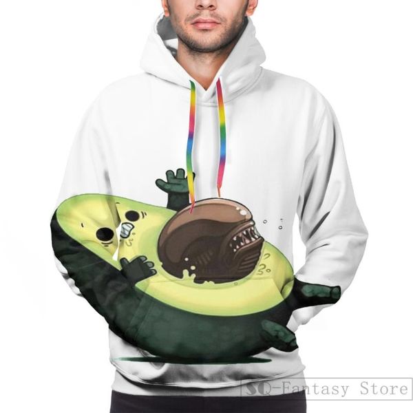 Felpa con cappuccio da uomo Sparatura da uomo per donne divertenti avocado vs stampato alieno con cappuccio casual con cappuccio Streatwearmen's