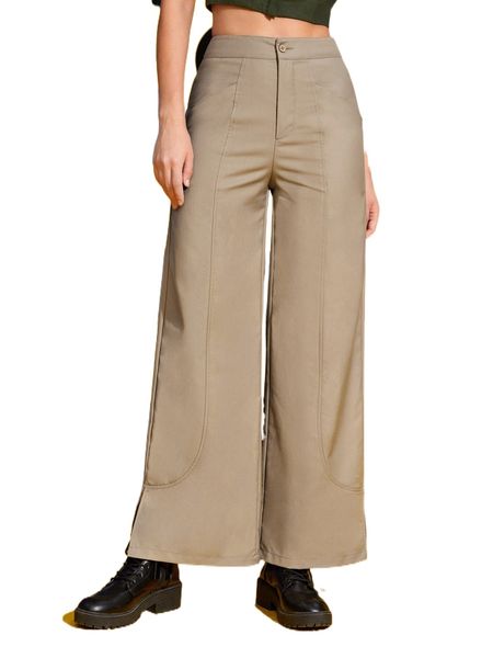 

x toktam hemmati high waist split hem wide leg pants u3bj#, Black;white