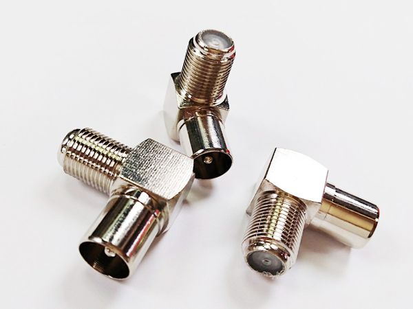 Rechtwinkliger F-Typ-Buchsenstecker auf PAL-DVBT-TV-Stecker, RF-Adapterstecker/20 Stück