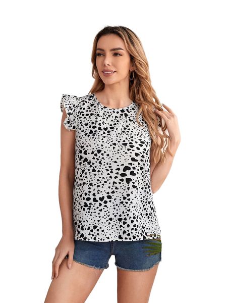 

emery rose h.eart p.rint r.uffle s.leeve b.louse y5tl#, White