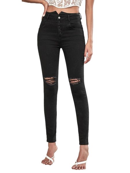 

tall high waist ripped skinny jeans g4zw#, Blue