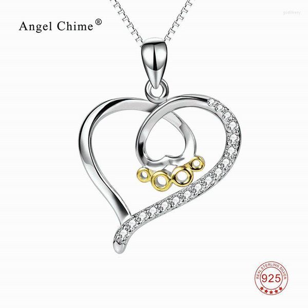 Collane con ciondolo Crystal CZ Love Heart Dog Print 925 Sterling Silver Statement Collana Gioielli Regalo per le donnePendantPendant Godl22