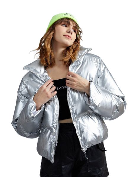 

zip up puff winter coat g0t6#, Black