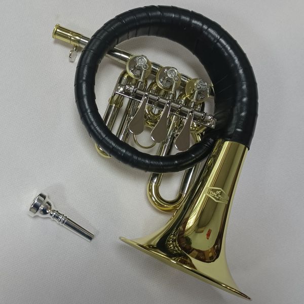 

popular grade gold lacquer rotary valve post horn