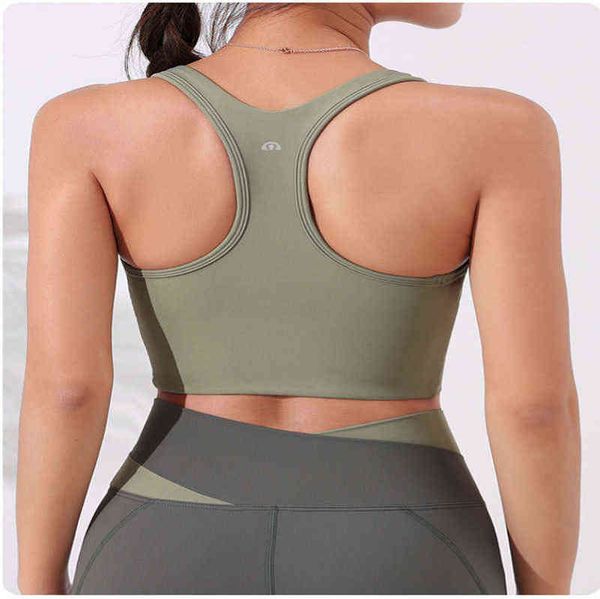 

lulu lu-sp247 bras brand color blocking yoga underwear women's suspender vest type thin back with cushion bra l3vw, Red;black