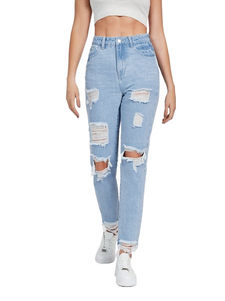 

tall ripped raw hem jeans 980v#, Blue