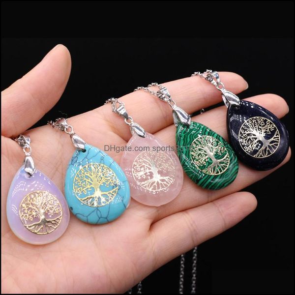 Unfortunately, the given product name is already quite long and includes a lot of descriptive words. To make it more reader-friendly and concise, I suggest the following product title:

 Natural Stone Tree of Life Pendant Necklace with Chakra Stones for R