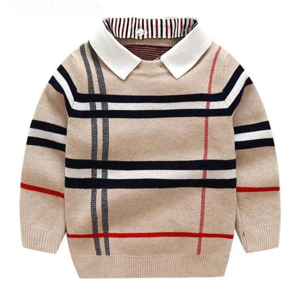 

autumn warm wool boys sweater puller plaid children knitwear toddler cotton winter 2-7y kids fashion outerwear271d, Blue