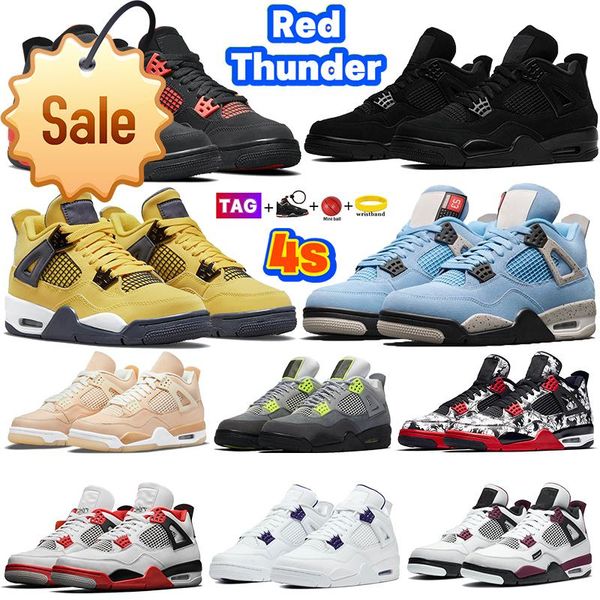 

4 basketball shoes fire red thunder 4s university blue black cat men sneakers white oreo shimmer metallic purple orange cool grey z