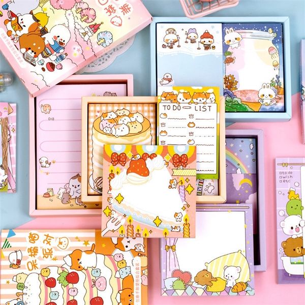 Cute Series Cartoon Set Hand Account Message Decoration Memo Pad Writing Pad Cancelleria Carta per appunti appiccicosa Blocco note Diario Planner 201016