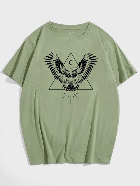 

men owl & geo print tee q9oy#, White;black