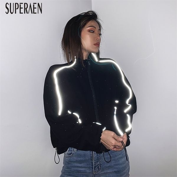 

superaen europe spring new hoody wild women sweatshirts casual cotton long sleeve ladies sweatshirts stand collar t200311, Black