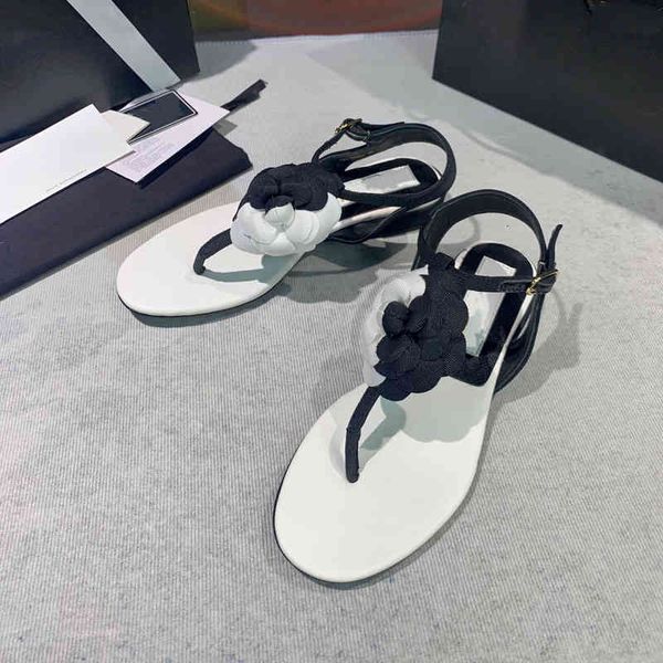 

sandals woman genuine leather shoes sandals low heel flower designer summer leisure beach buckle strap, Black