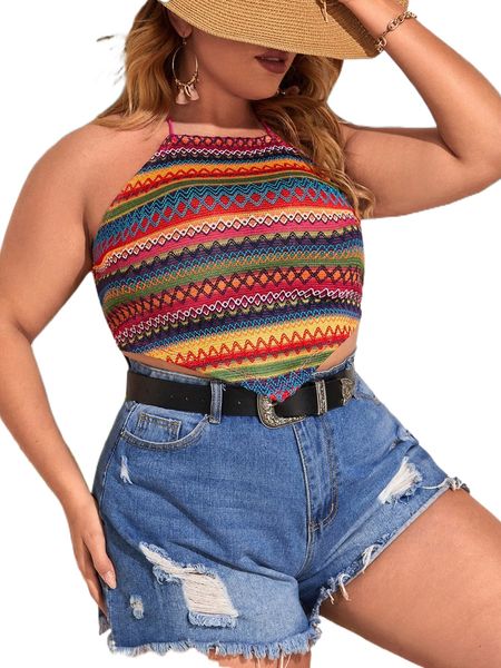 

plus embroidery detail halter z0nv#, Black