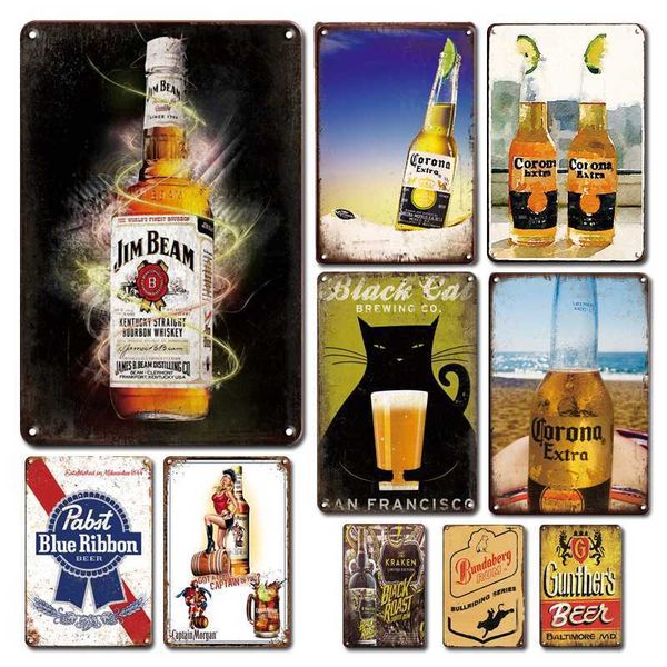 

vintage man cave backyard bar garden decor metal plate signs retro art beer poster tin sign rustic home wall decoration plaques