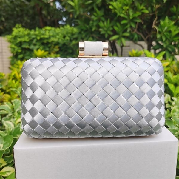 

fashion knitting clutch bag silver gold green woven bag wedding box handbags ladies evening bags 220616