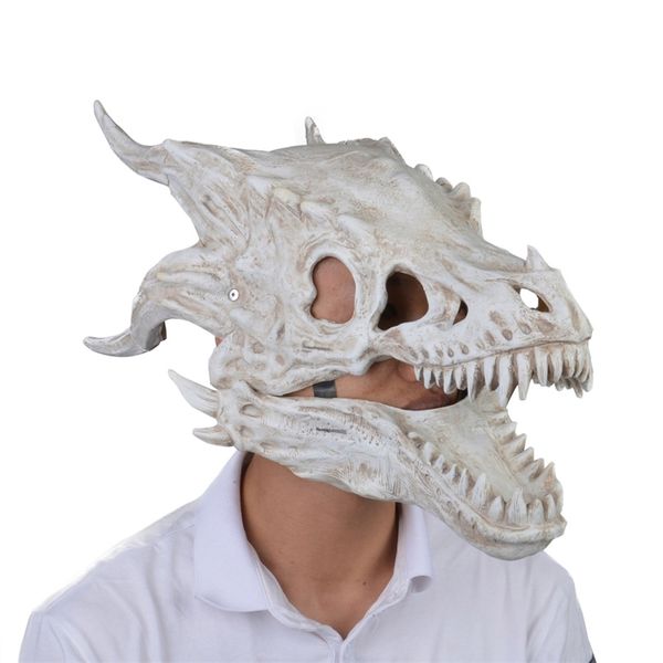 Maschera in lattice di Halloween Simulazione Maschera con ossa di drago Set testa Dinosauro Lattice Animali Maschera ciuccio in movimento Giocattoli divertenti per bambini 220812