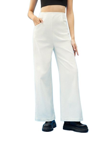 

x serena slant pocket wide leg pants b7ol#, Black;white