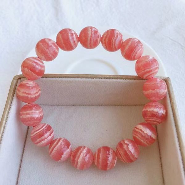 

natural rose rhodochrosite gemstone bracelet round beads 12.1mm women reiki love rose red rhodochrosite jewelry aaaaa, Silver