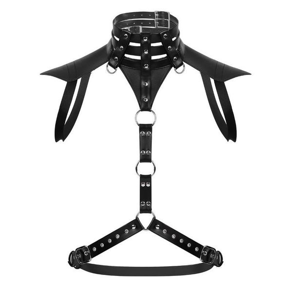 

bras sets harness mens faux leather halter neck adjustable buckles body chest belt with metal o-rings fancy costume straps, Red;black
