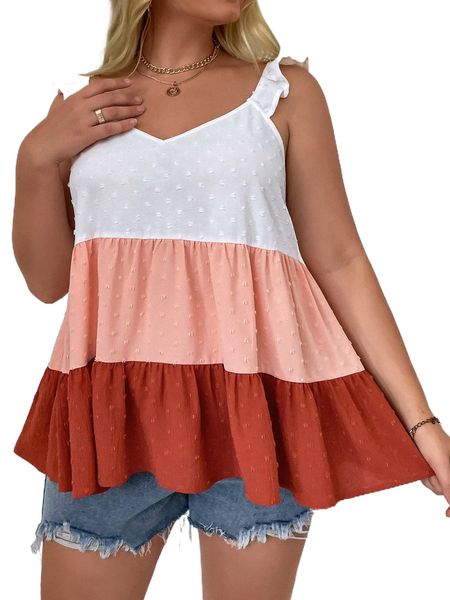

plus colorblock swiss dot tiered layer cami g3ug#, Black