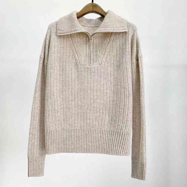 

women's knits & tees xiaohe soft waxy light autumn winter fashionable cashmere zipper mountain pullover sweater, White