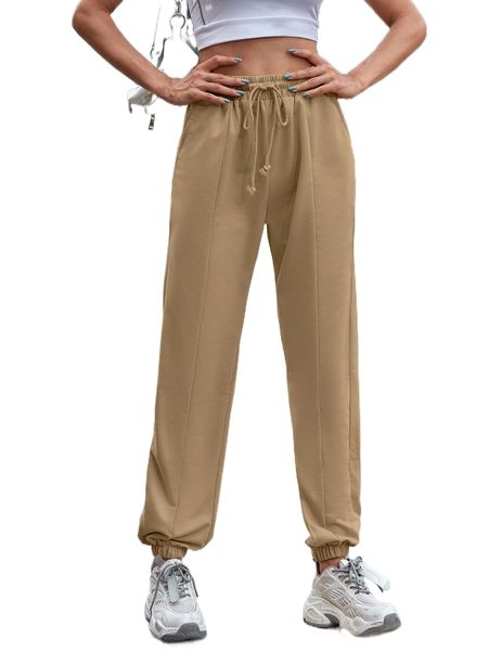 

drawstring waist solid sweatpants c0vs#, Black;white