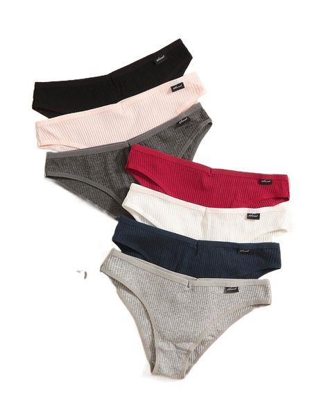 

7pack plain panty h4yh#, Black;red