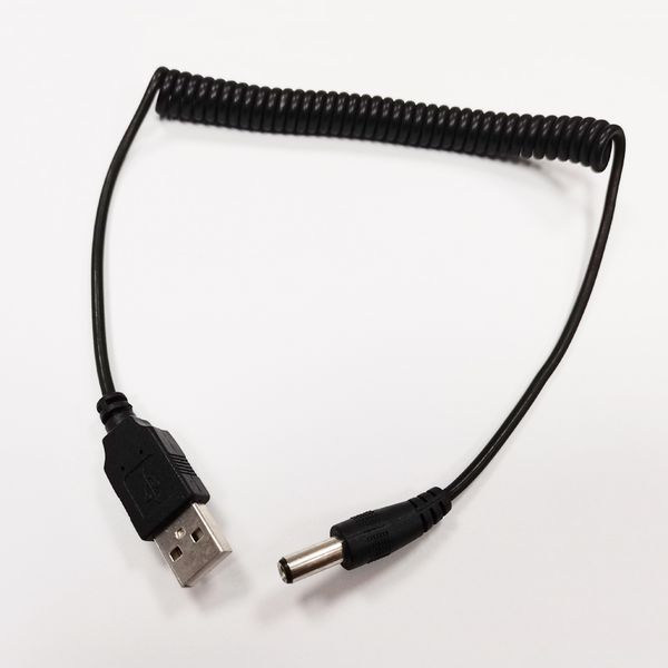 

cables, straight dc 5.5x2.5mm male to usb 2.0 a male plug spring coiled power extension cable/10pcs